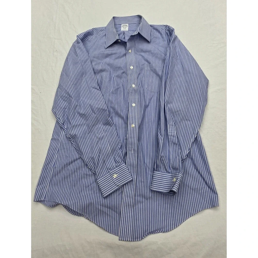 Brooks Brothers Blue Striped Men's Button Down Longsleeve Shirt Size 16 1/2 - 35